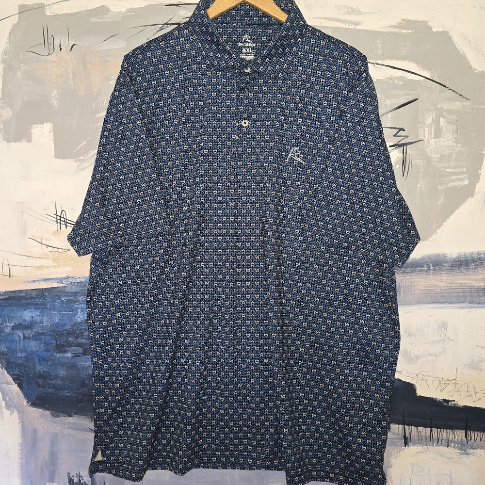 Rhoback “The Sweet Carolina” All Over Print Polo Golf Shirt Mens Sz XXL PreOwned